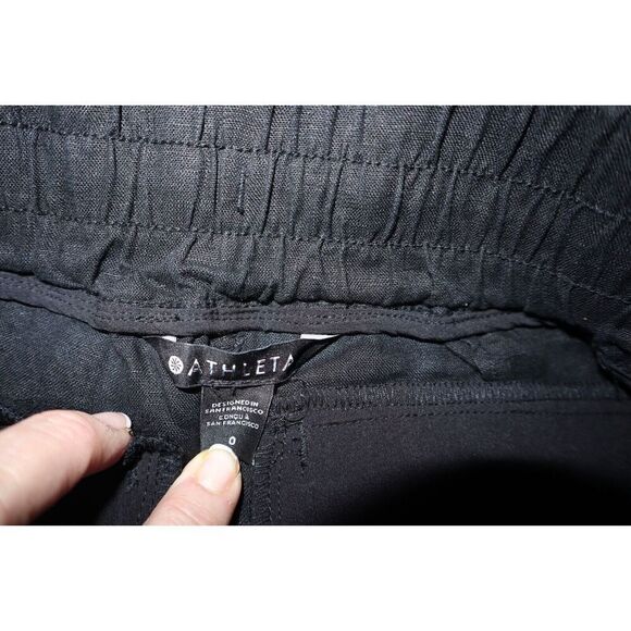 Athleta 530642-02 Women's Sz 0 Black Cabo Linen Jogger Pants - Picture 5 of 11